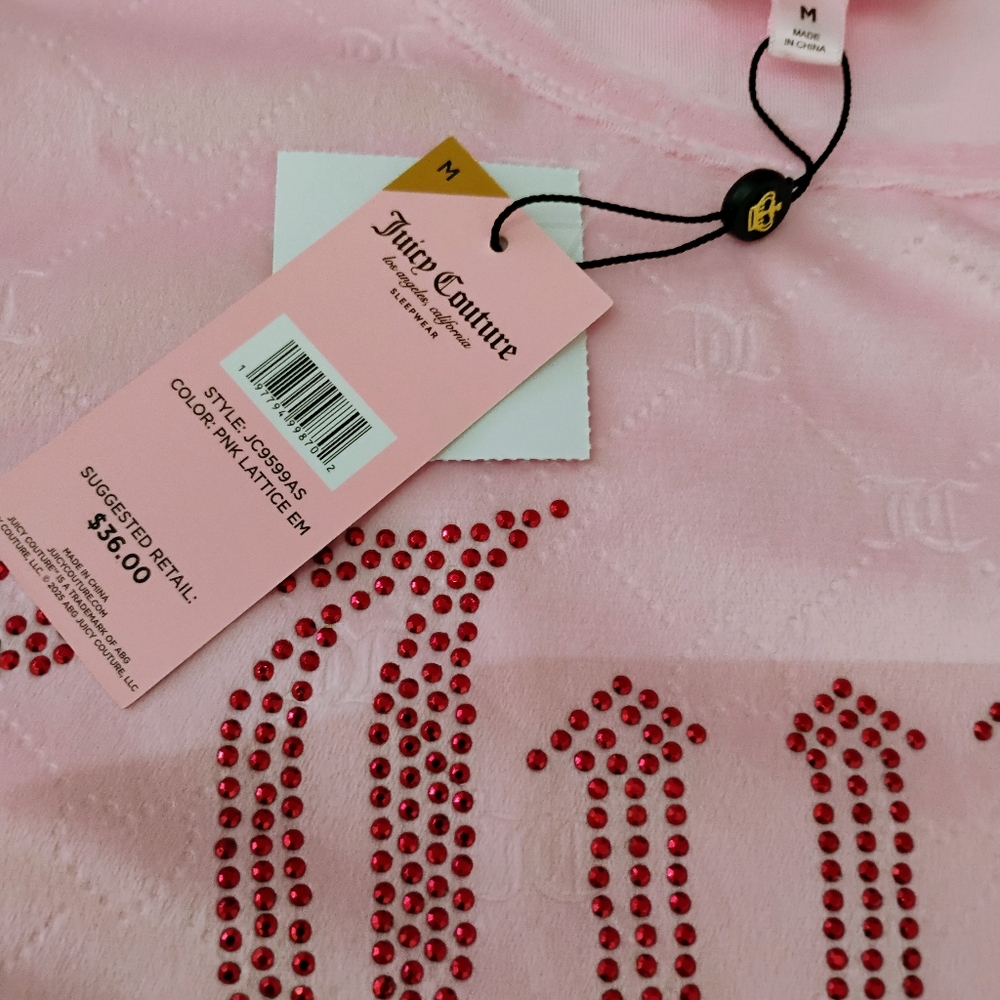 Juicy couture New Hooded Robe Pajama Shorts, shirt,also new Black fur Slippers 8